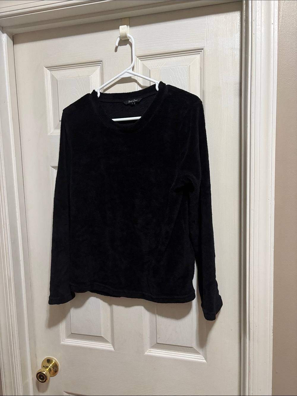 Just Love Black Plush Crewneck Pullover